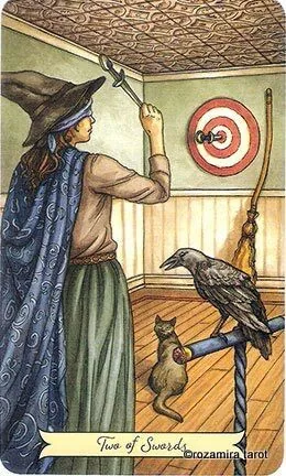 2 of Swords card from the Everyday Witch Tarot deck