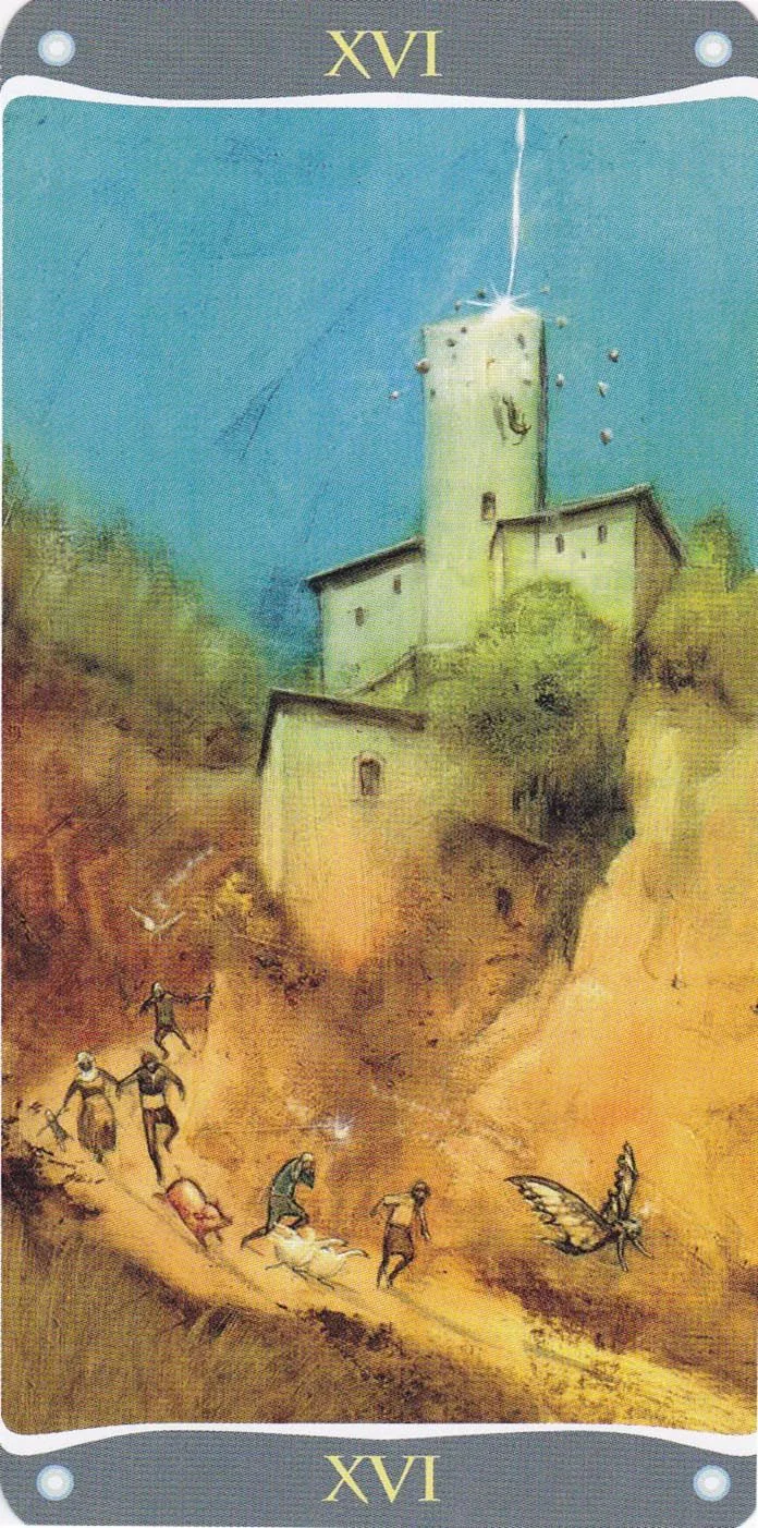 The Tower card from the Fairy Lights Tarot deck