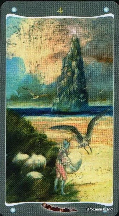 Four of Wands card from the Fairy Lights Tarot deck