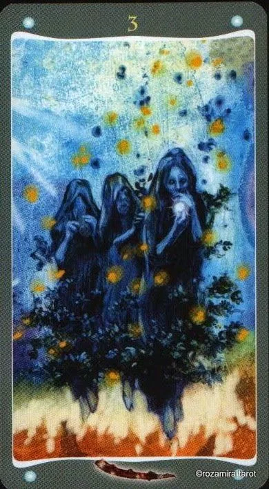 Three of Wands card from the Fairy Lights Tarot deck