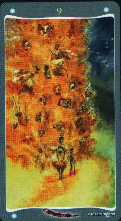 Nine of Wands card from the Fairy Lights Tarot deck