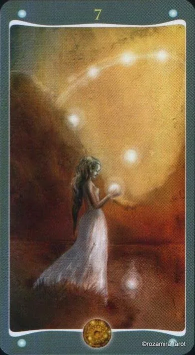 Seven of Pentacles card from the Fairy Lights Tarot deck