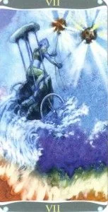 The Chariot card from the Fairy Lights Tarot deck