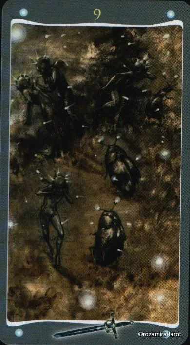 Nine of Swords card from the Fairy Lights Tarot deck