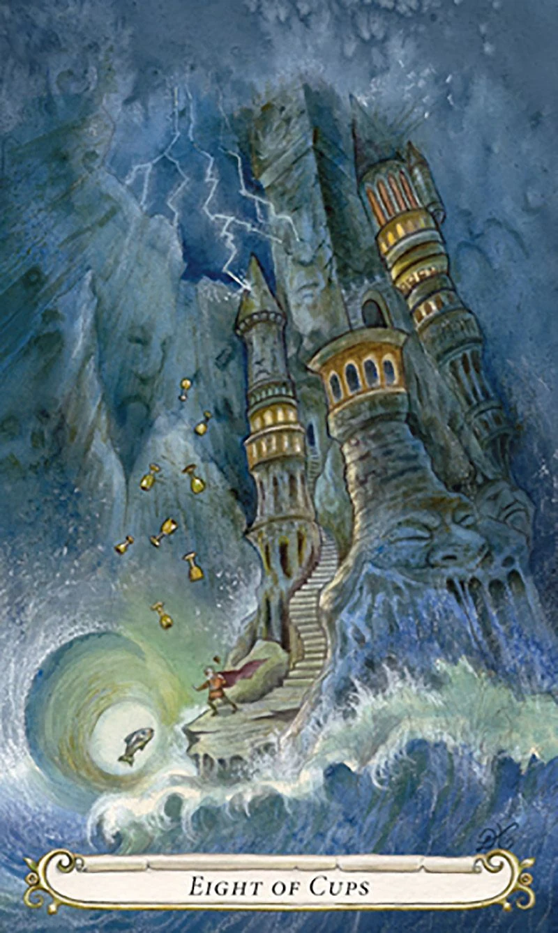 Eight of Cups card from The Fairy Tale Tarot by Lisa Hunt