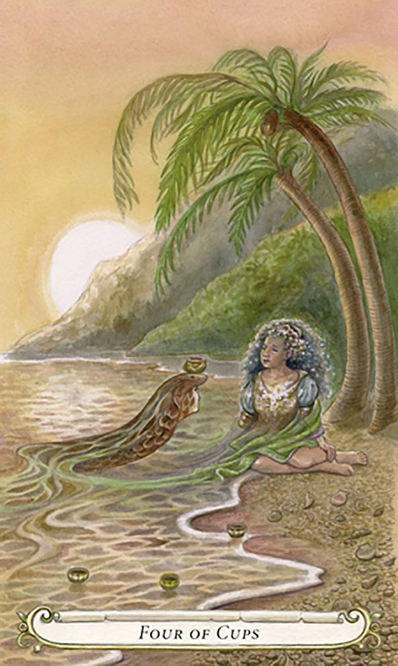 Four of Cups card from The Fairy Tale Tarot by Lisa Hunt