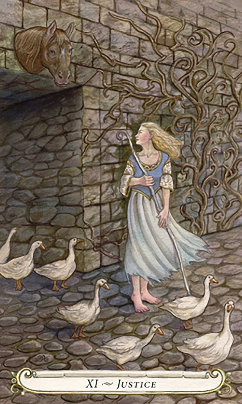 Justice card from The Fairy Tale Tarot by Lisa Hunt