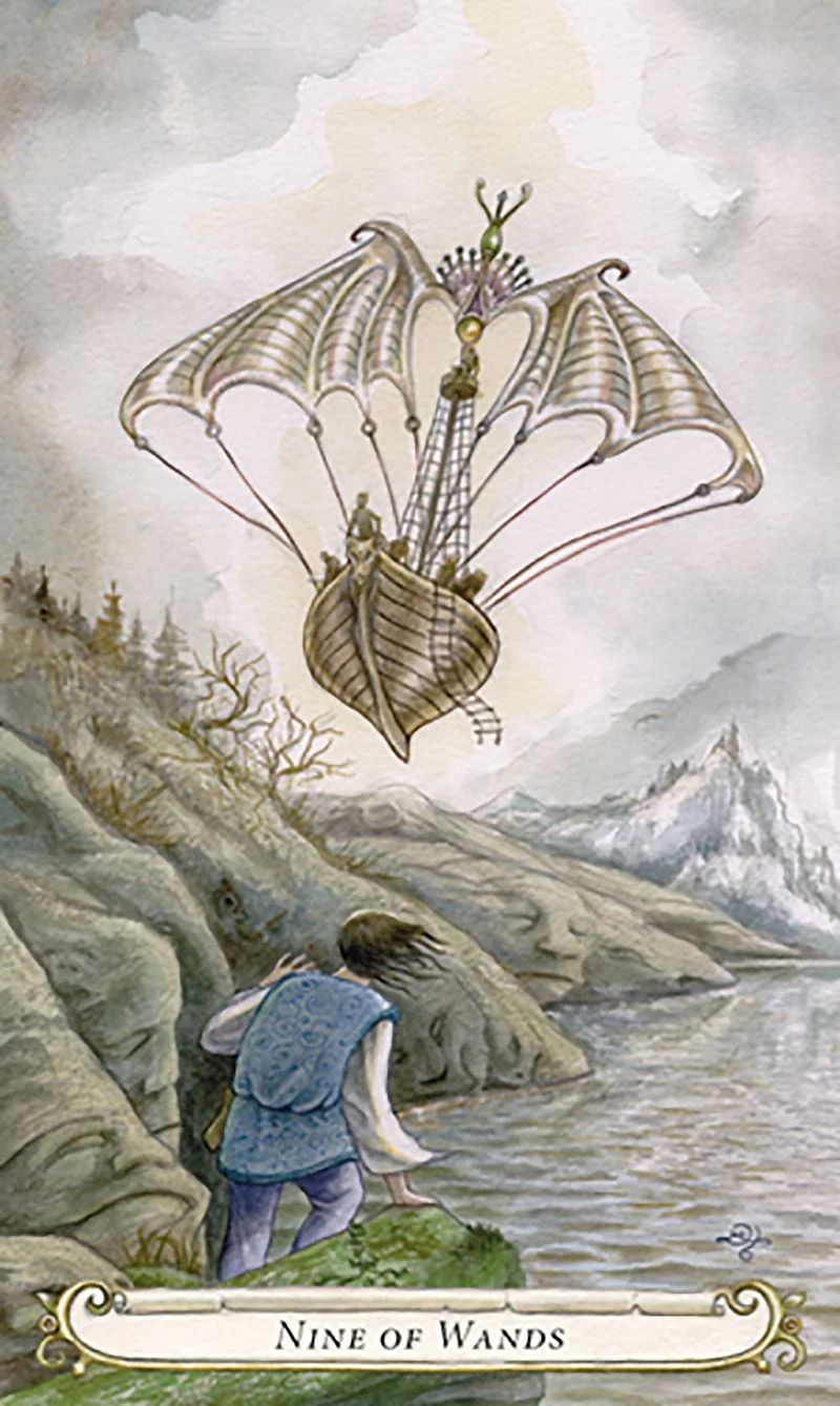Nine of Wands card from The Fairy Tale Tarot by Lisa Hunt