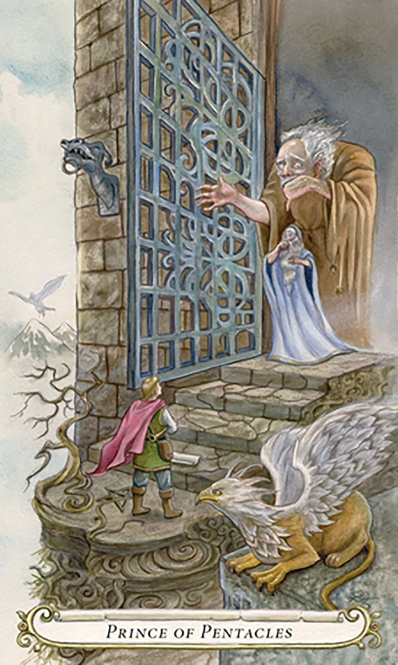 Prince of Pentacles card from The Fairy Tale Tarot by Lisa Hunt