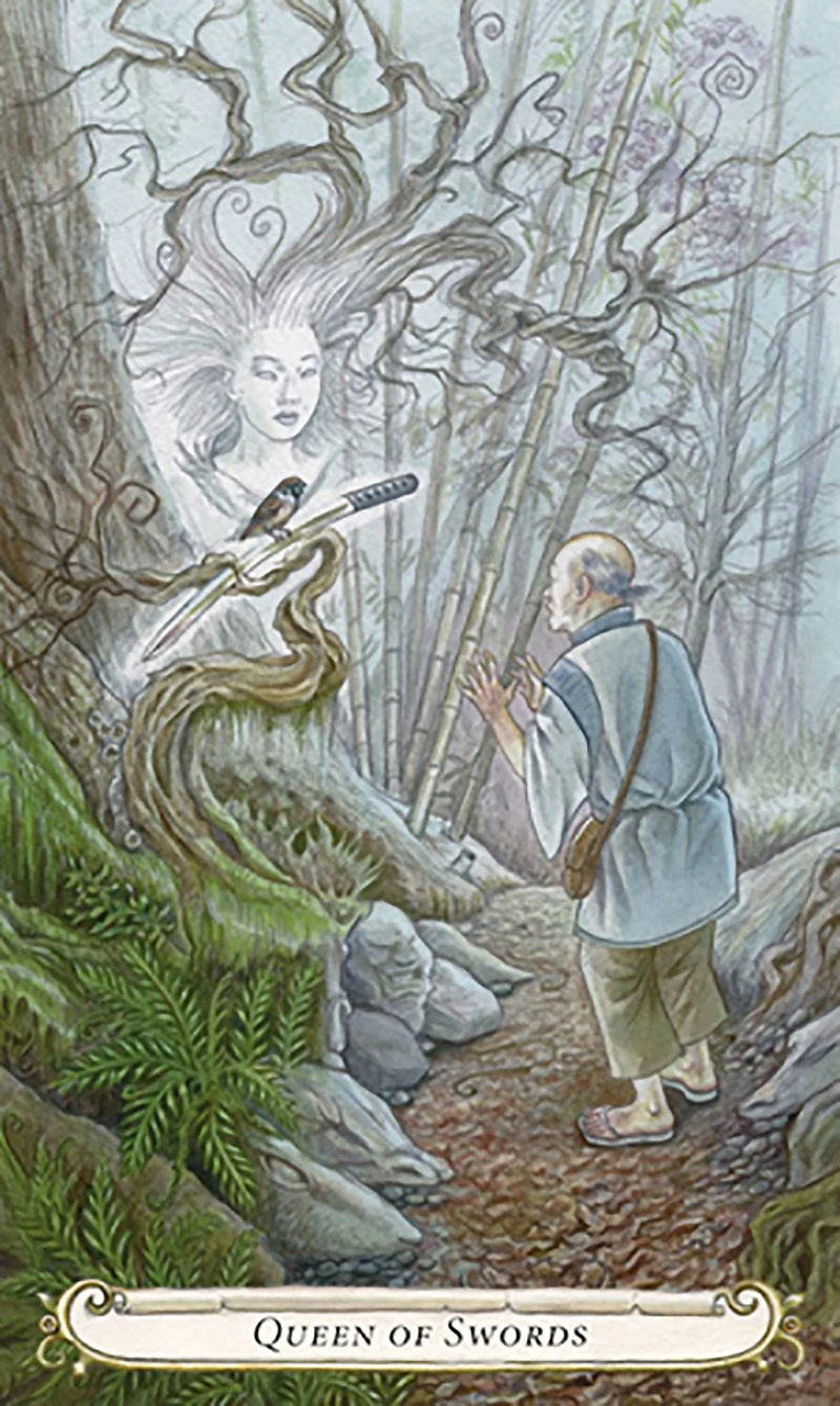 Queen of Swords card from The Fairy Tale Tarot by Lisa Hunt