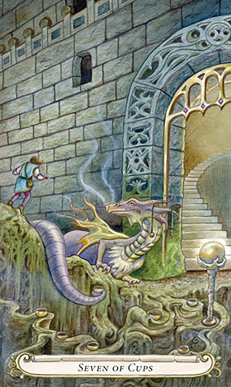 Seven of Cups card from The Fairy Tale Tarot by Lisa Hunt