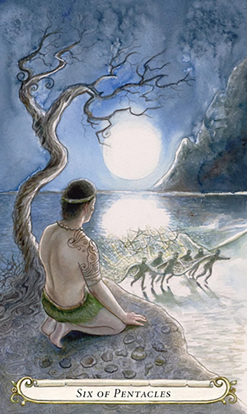 Six of Pentacles card from The Fairy Tale Tarot by Lisa Hunt