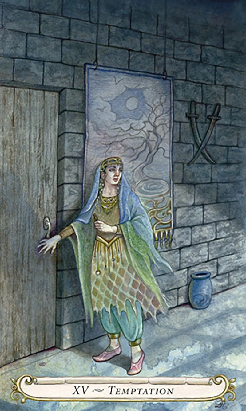 Temptation card from The Fairy Tale Tarot by Lisa Hunt
