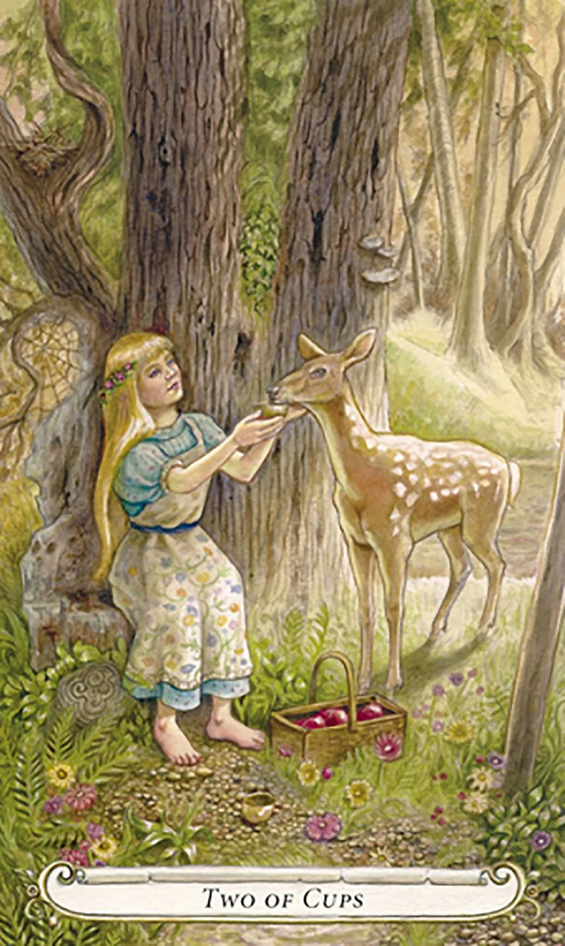 Two of Cups card from The Fairy Tale Tarot by Lisa Hunt
