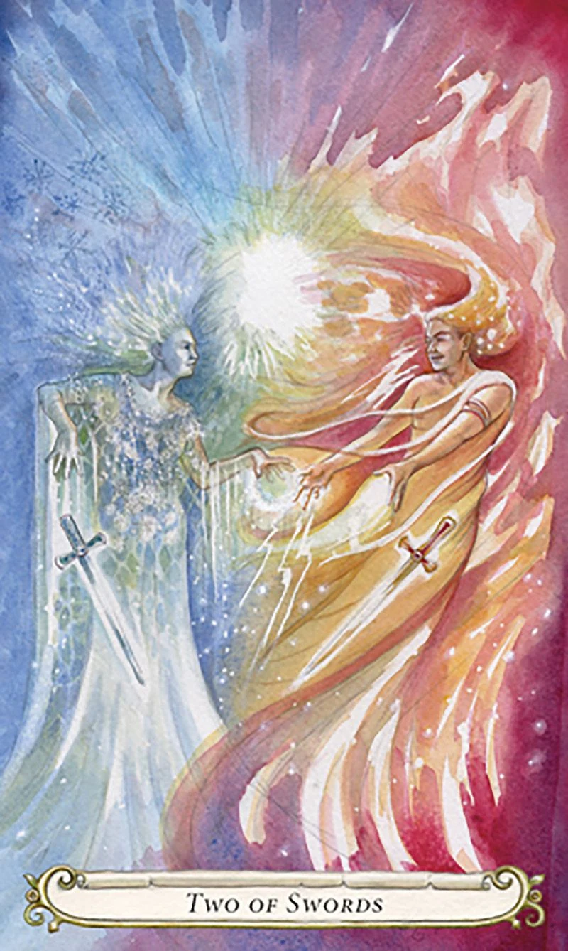 Two of Swords card from The Fairy Tale Tarot by Lisa Hunt