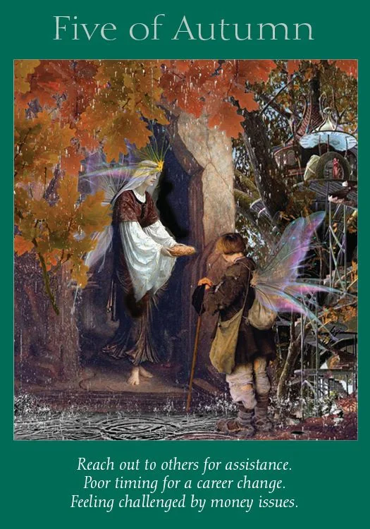 Five of Autumn – Fairy Tarot by Radleigh Valentine tarot deck card on TarotFans.com