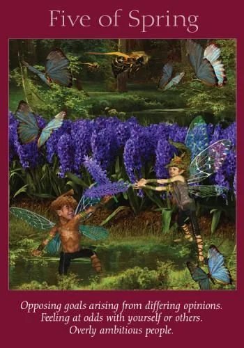 Five of Spring – Fairy Tarot by Radleigh Valentine tarot deck card on TarotFans.com