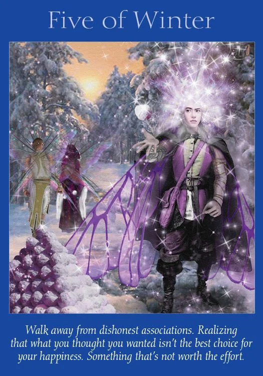 Five of Winter – Fairy Tarot by Radleigh Valentine tarot deck card on TarotFans.com