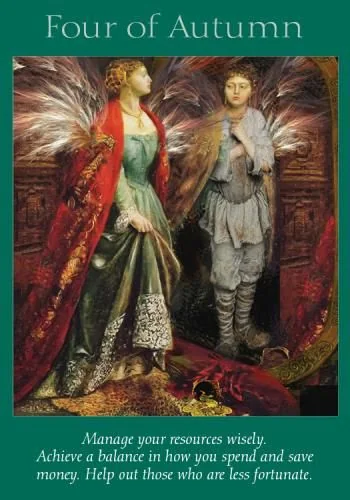 Four of Autumn – Fairy Tarot by Radleigh Valentine tarot deck card on TarotFans.com