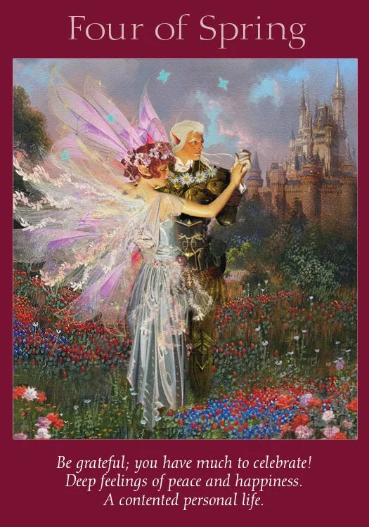 Four of Spring – Fairy Tarot by Radleigh Valentine tarot deck card on TarotFans.com