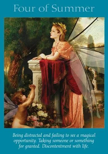 Four of Summer – Fairy Tarot by Radleigh Valentine tarot deck card on TarotFans.com