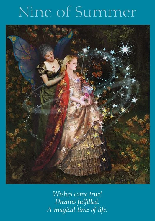 Nine of Summer – Fairy Tarot by Radleigh Valentine tarot deck card on TarotFans.com