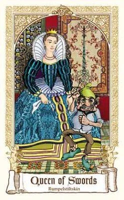 Queen of Swords — Rumpelstiltskin card from The Fairytale Tarot by Karen Mahony, Alex Ukolov and Irena Triskova