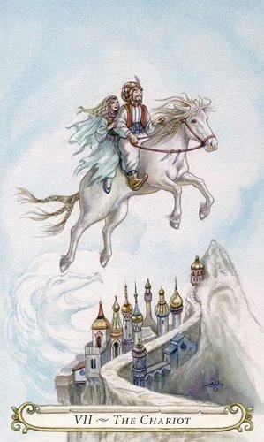 The Chariot card from the Fairy Tale Tarot by Lisa Hunt deck