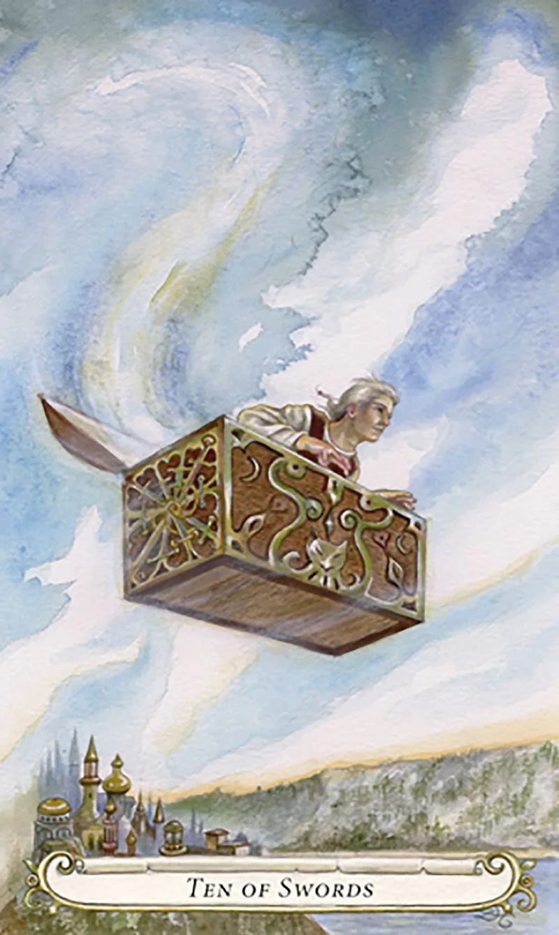 Ten of Swords card from the Fairy Tale Tarot by Lisa Hunt deck