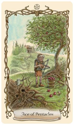 Ace of Pentacles - Fantastical Creatures Tarot - Tarot Deck by D. J. Conway and Lisa Hunt