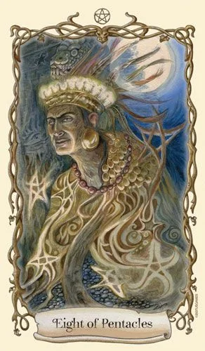 Eight of Pentacles - Fantastical Creatures Tarot - Tarot Deck by D. J. Conway and Lisa Hunt