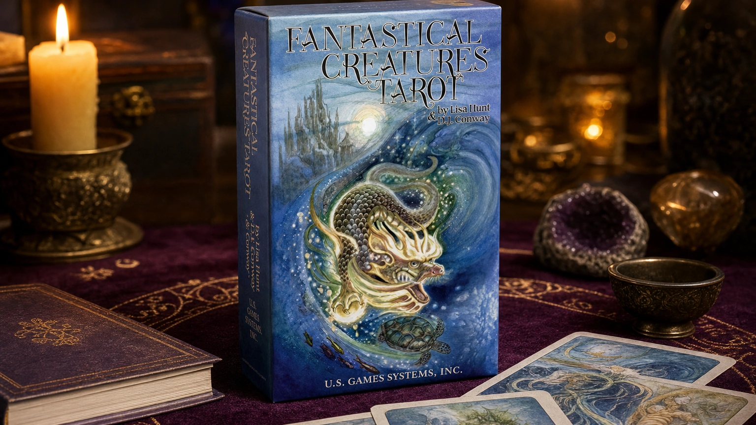Fantastical Creatures Tarot product box lifestyle image
