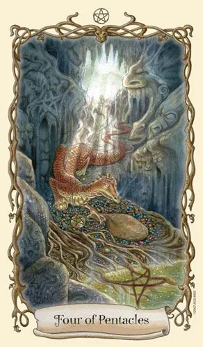 Four of Pentacles - Fantastical Creatures Tarot - Tarot Deck by D. J. Conway and Lisa Hunt