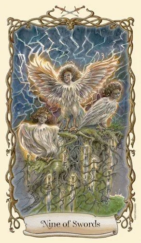 Nine of Swords - Fantastical Creatures Tarot - Tarot Deck by D. J. Conway and Lisa Hunt