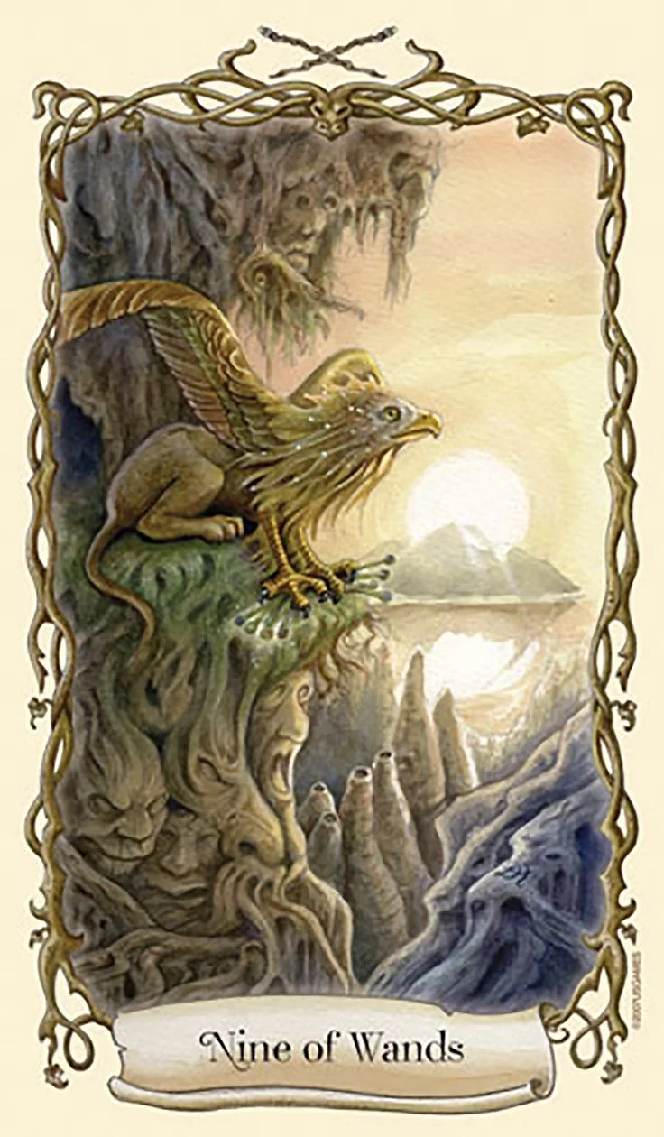 Nine of Wands - Fantastical Creatures Tarot - Tarot Deck by D. J. Conway and Lisa Hunt