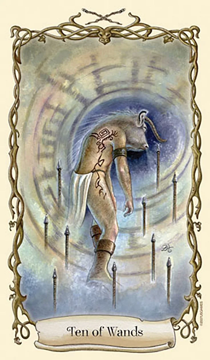 Ten of Wands - Fantastical Creatures Tarot - Tarot Deck by D. J. Conway and Lisa Hunt