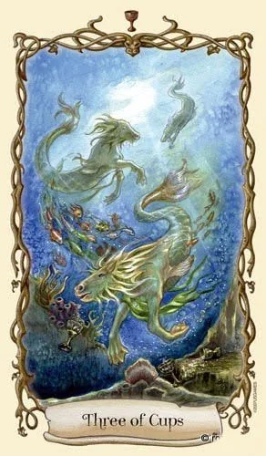 Three of Cups - Fantastical Creatures Tarot - Tarot Deck by D. J. Conway and Lisa Hunt