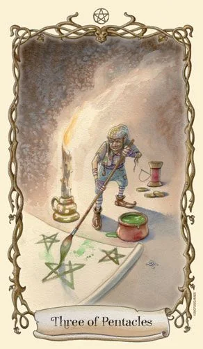 Three of Pentacles - Fantastical Creatures Tarot - Tarot Deck by D. J. Conway and Lisa Hunt