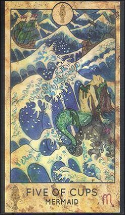 Five of Cups — Mermaid card from the Fantasy World Tarot deck