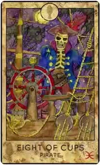 Eight of Cups — Pirate card from the Fantasy Creatures Tarot deck