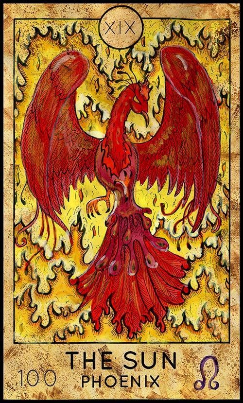 The Sun — Phoenix card from the Fantasy World Tarot deck