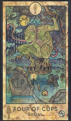 Four of Cups — Ghoul card from the Fantasy World Tarot deck