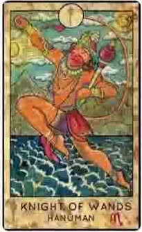 Knight of Wands — Hanuman card from the Fantasy Creatures Tarot deck