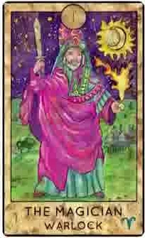 The Magician — Warlock card from the Fantasy Creatures Tarot deck