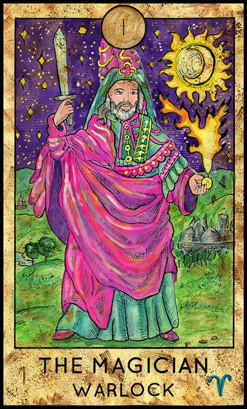 The Magician — Warlock card from the Fantasy World Tarot deck