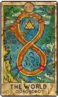 The World — Ouroboros card from the Fantasy Creatures Tarot deck