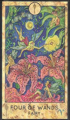 Four of Wands — Fairy card from the Fantasy World Tarot deck