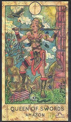 Queen of Swords — Amazon card from the Fantasy World Tarot deck