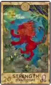 Strength — Manticore card from the Fantasy Creatures Tarot deck