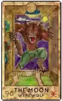 The Moon — Werewolf card from the Fantasy Creatures Tarot deck